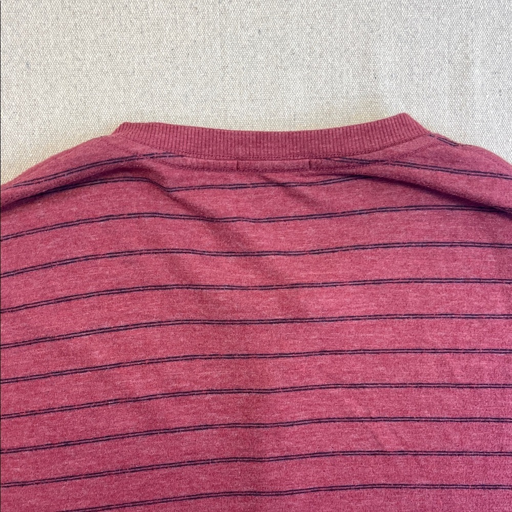 Marine Layer Men's Long Sleeve Henley - Maroon Stripes size L/XL - Picture 9 of 9
